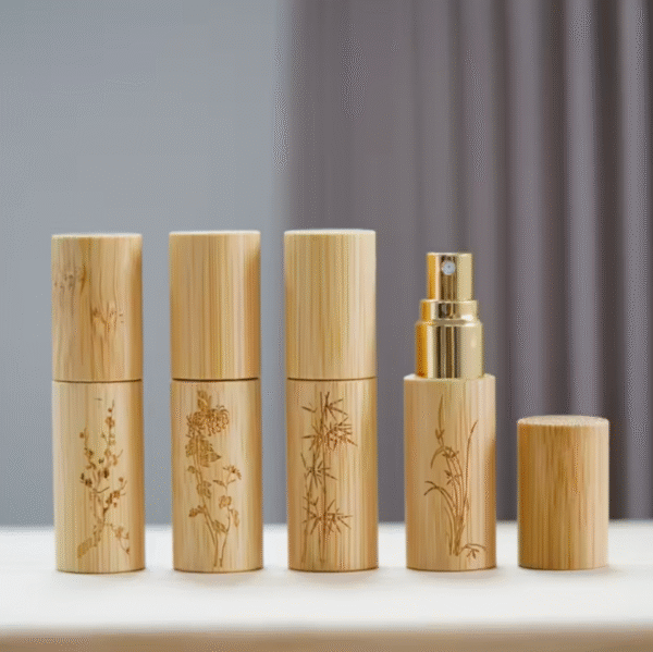 1pc 10ml Bamboo Print Wooden Perfume Spray Bottle