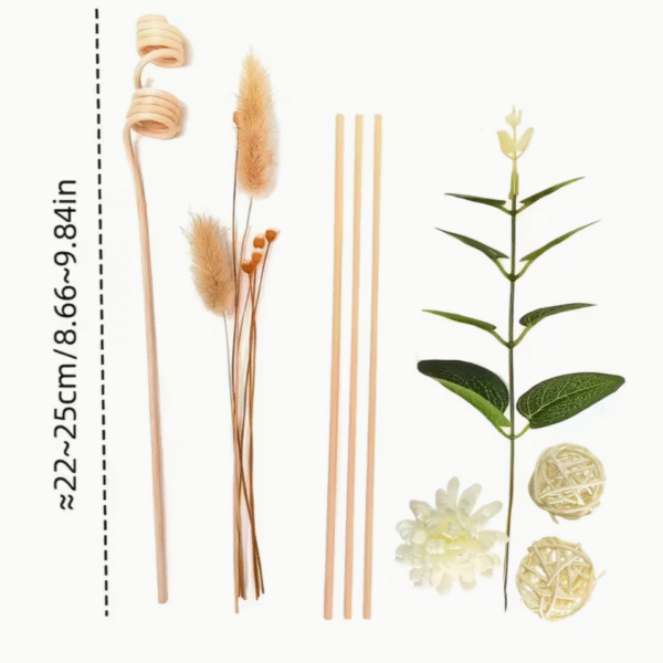 15pcs Rattan Diffuser Set with Lucky Flower Leaves