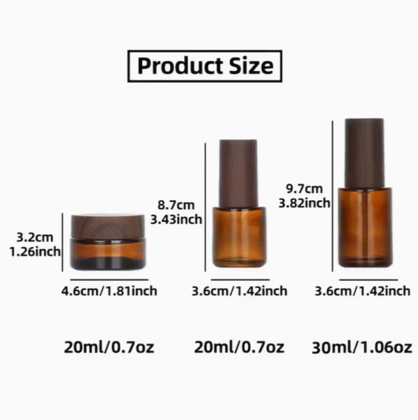 3 pcs Amber Glass Travel Set