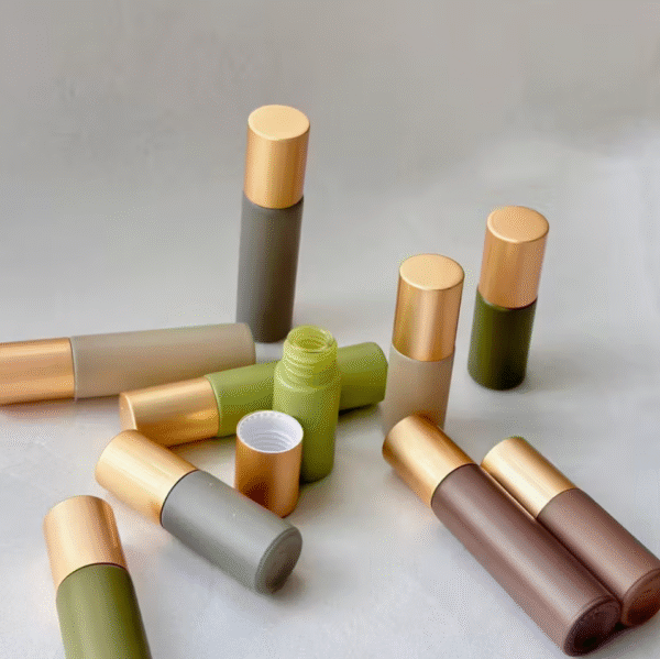 10pcs 5ml/10ml Beige-to-Green Gradient Glass Roller Bottles
