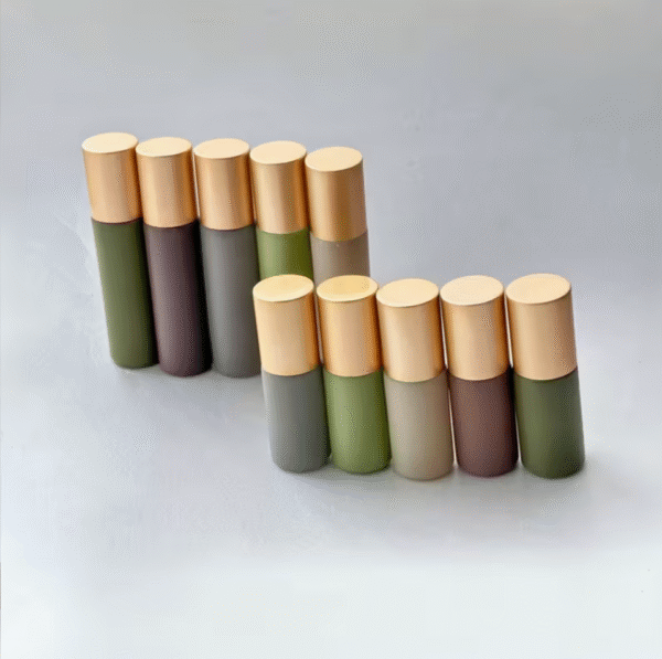 10pcs 5ml/10ml Beige-to-Green Gradient Glass Roller Bottles