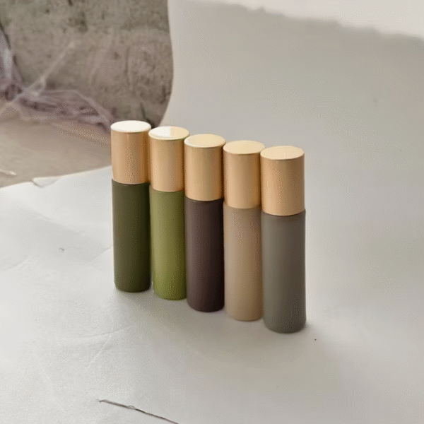 10pcs 5ml/10ml Beige-to-Green Gradient Glass Roller Bottles