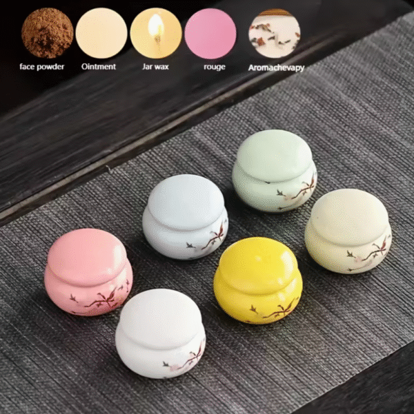 5 pcs 30ml Mini Ceramic Jars with Flip Top Lids