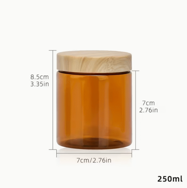 8pcs 250ml Tea Brown Wide Mouth Jars with Wood Grain Lids