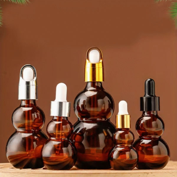 10pcs Brown Amber Double Gourd Glass Dropper Bottles