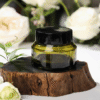 4pcs 50ml Green Glass Cosmetic Jars with Black Lids