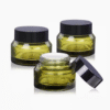 4pcs 50ml Green Glass Cosmetic Jars with Black Lids