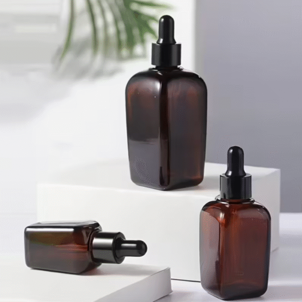 3pcs 100ml Amber Glass Dropper Bottles with Black Caps